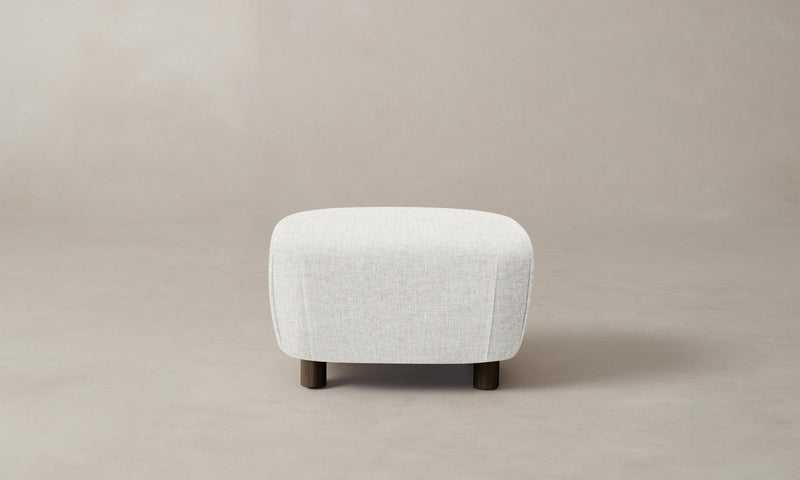 The Perry Ottoman - Heritage Belgian Linen Egret