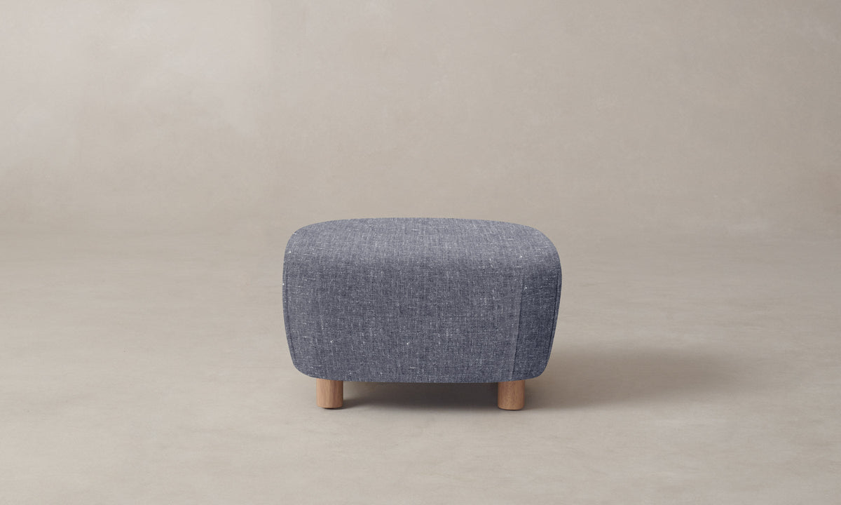 The Perry Ottoman - Heritage Belgian Linen Lake