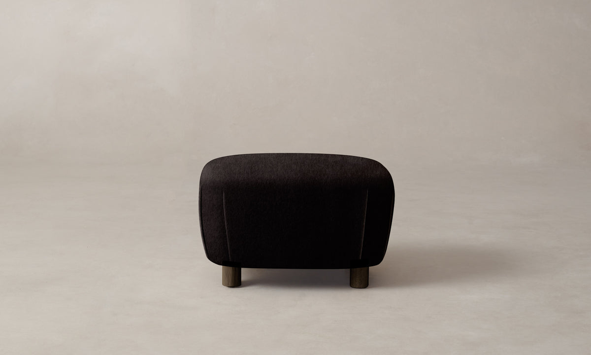 The Perry Ottoman - Deep Pile Mohair Noir