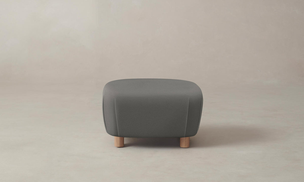 The Perry Ottoman - Pebbled Leather Ash