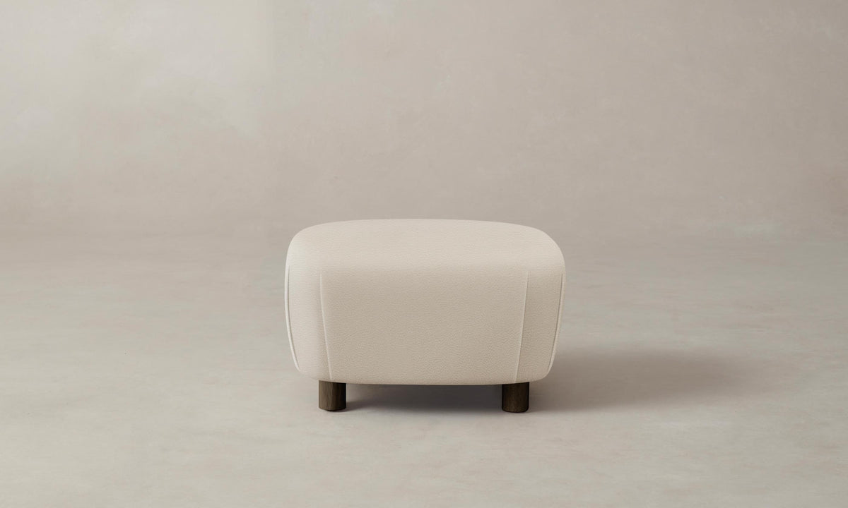 The Perry Ottoman - Pebbled Leather Stone