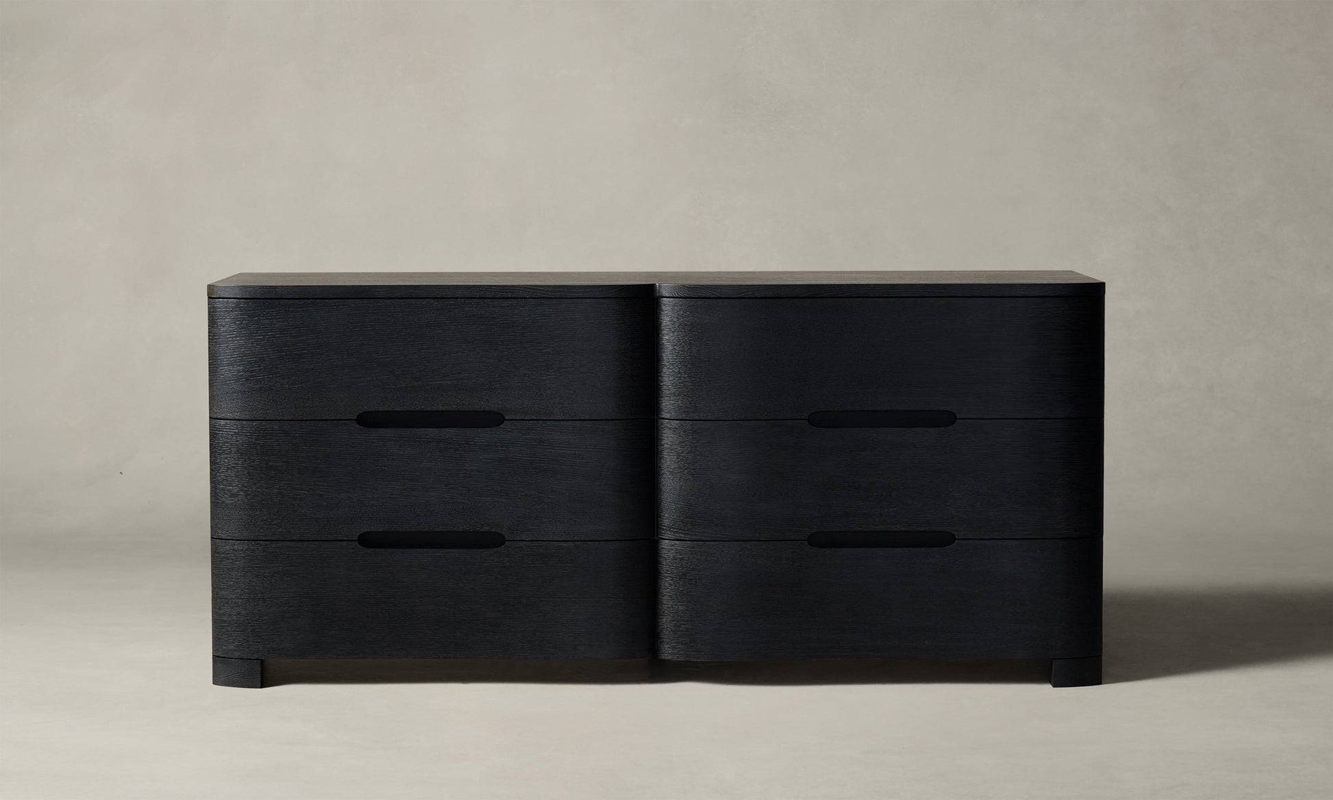 rivington six drawer bedroom dresser in black wood