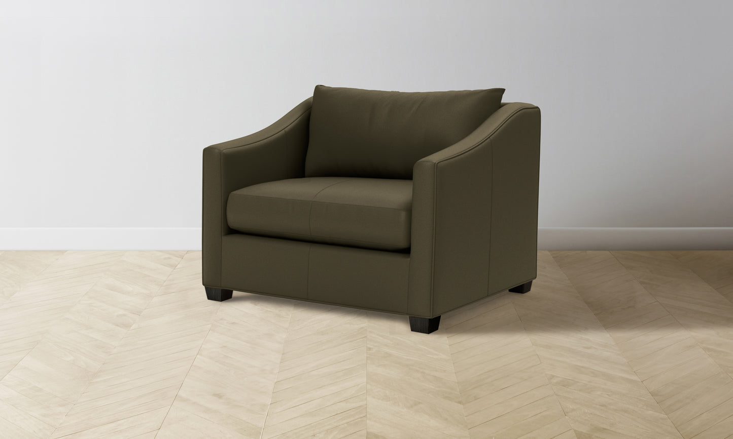 The Sullivan Chair-and-a-Half - Pebbled Leather Truffle