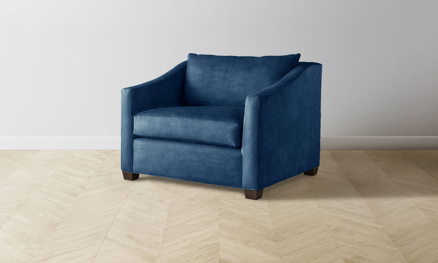 The Sullivan Chair-and-a-Half - Performance Velvet Sapphire