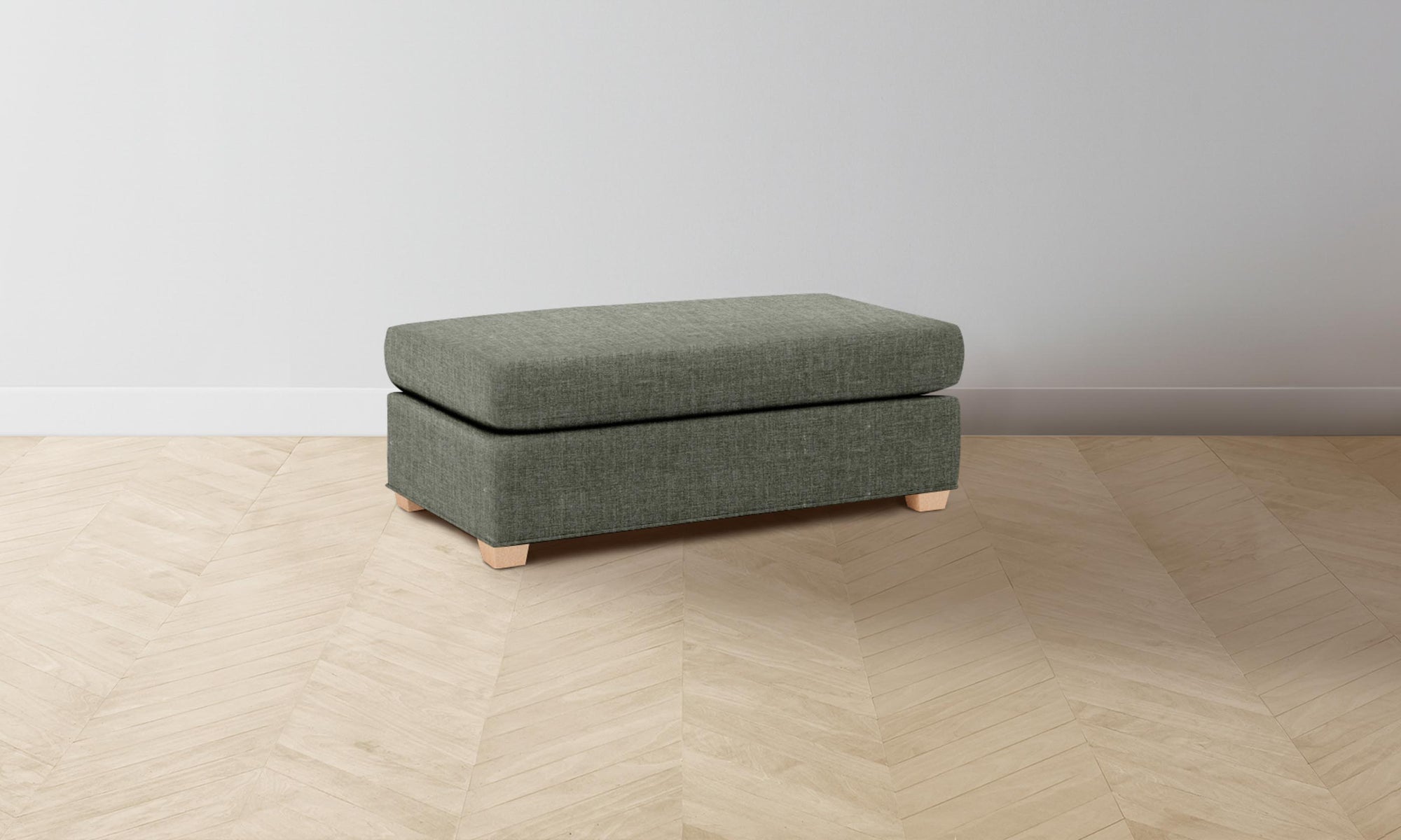 The Sullivan Ottoman - Heritage Belgian Linen Thyme