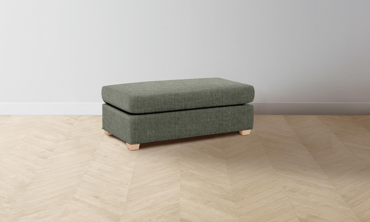 The Sullivan Ottoman - Heritage Belgian Linen Thyme