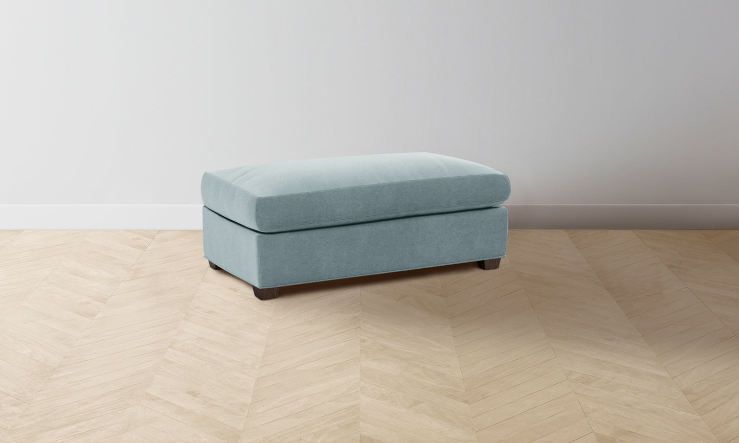 The Sullivan Ottoman - Mohair Slate Blue