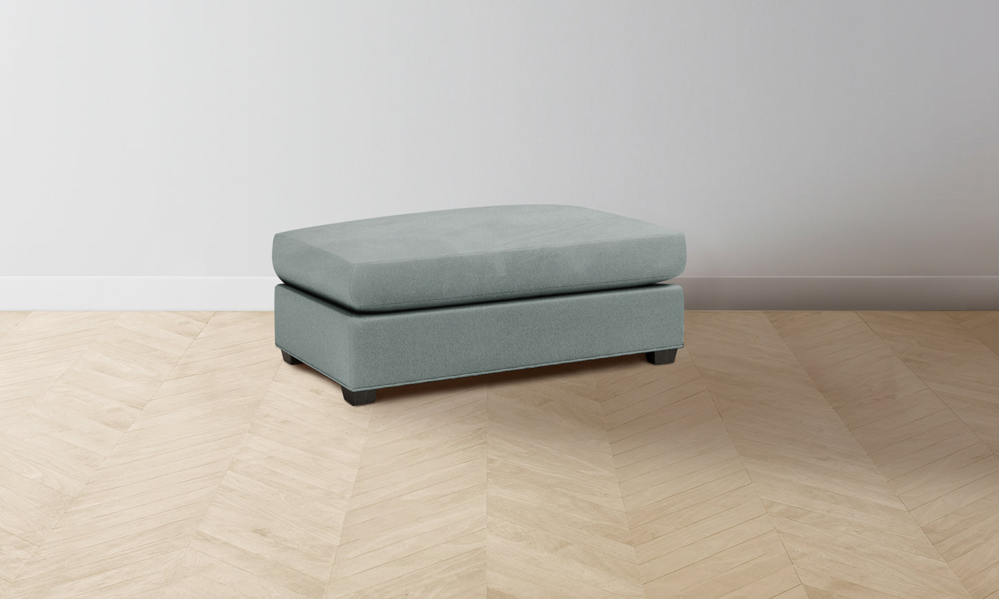 The Sullivan Ottoman - Nubuck Leather Tide