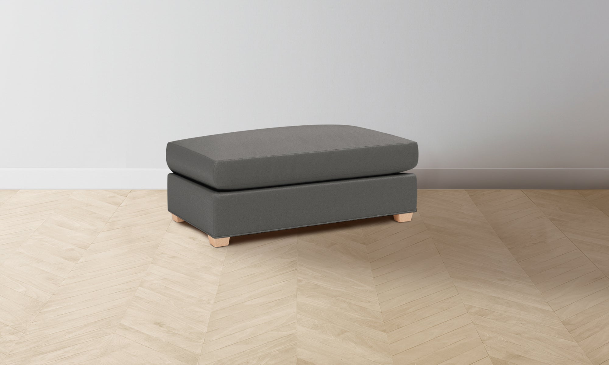 The Sullivan Ottoman - Pebbled Leather Ash