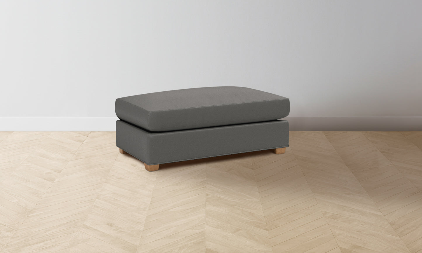 The Sullivan Ottoman - Pebbled Leather Ash