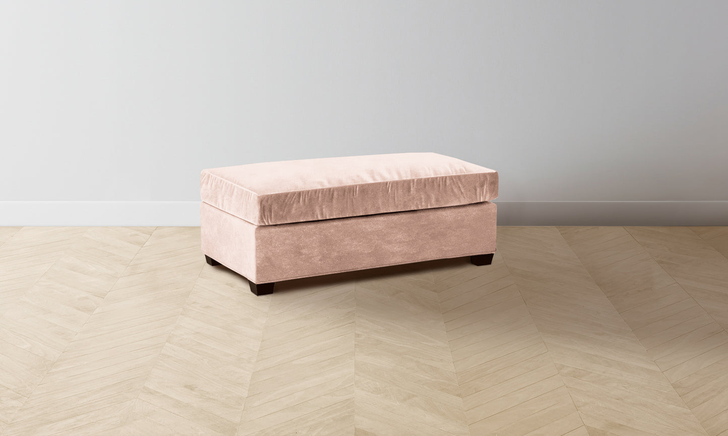 The Sullivan Ottoman - Performance Velvet Dusty Rose