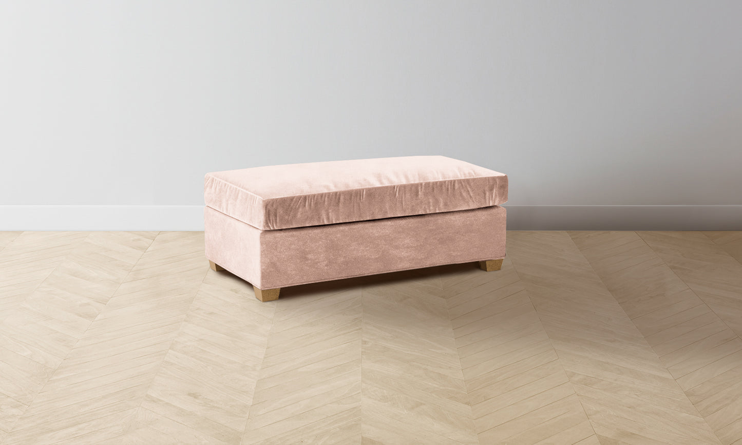 The Sullivan Ottoman - Performance Velvet Dusty Rose