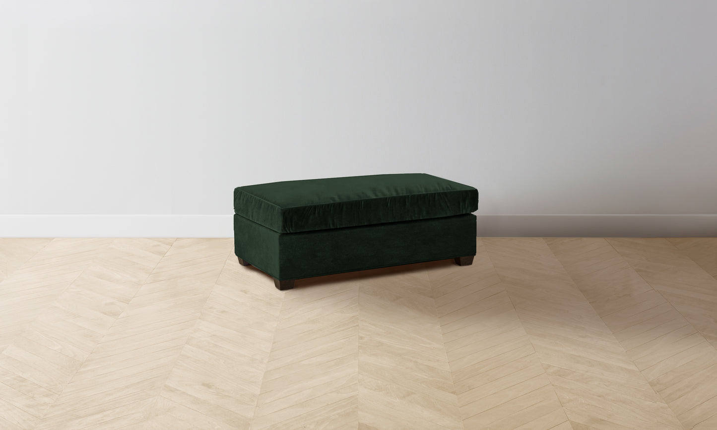 The Sullivan Ottoman - Performance Velvet Emerald