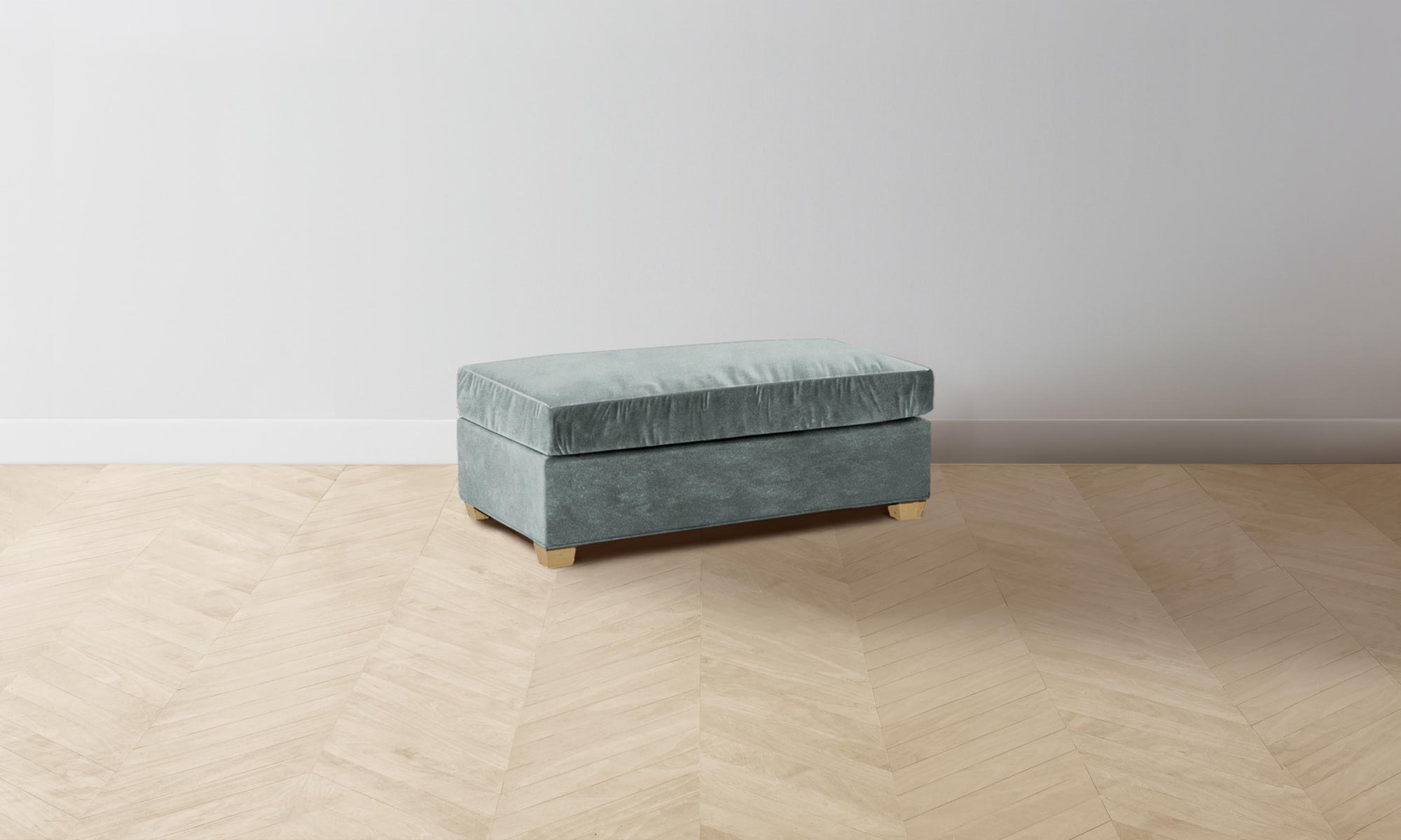 The Sullivan Ottoman - Performance Velvet Seafoam