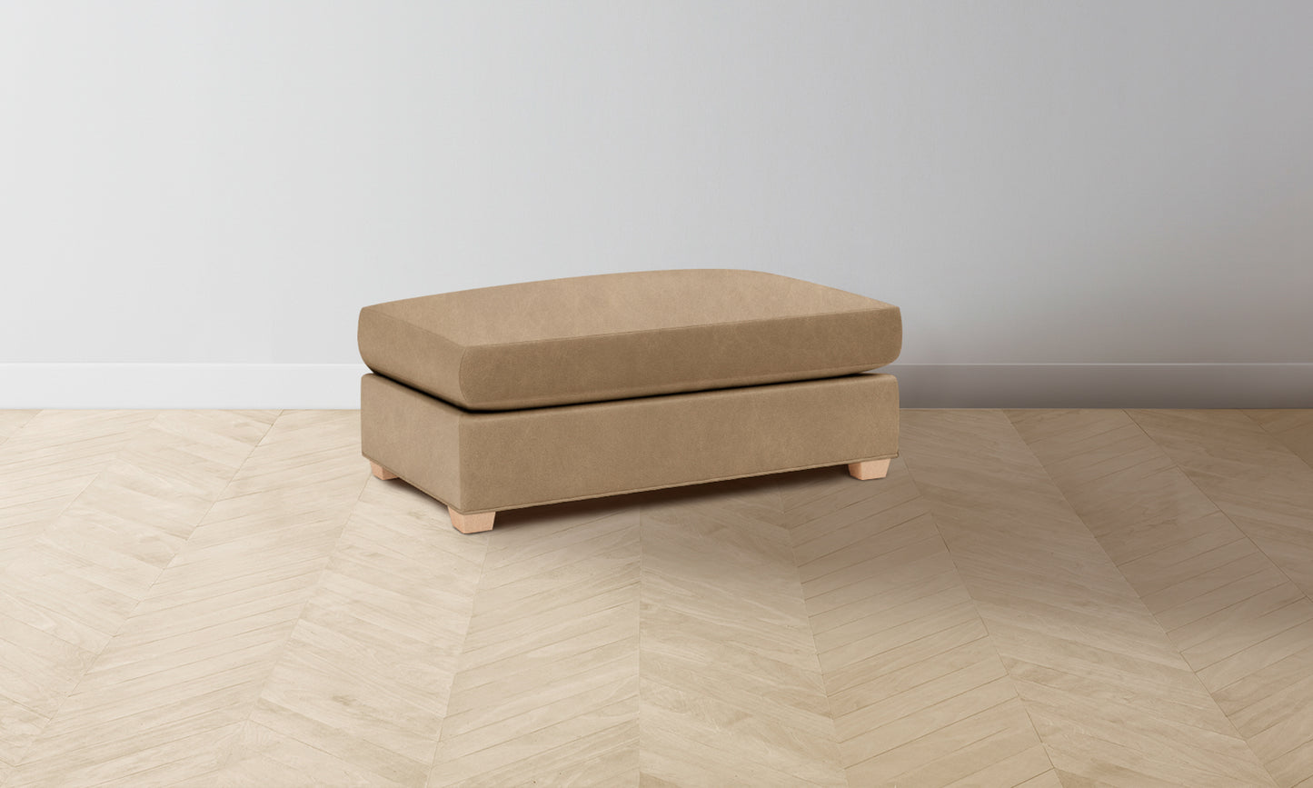 The Sullivan Ottoman - Tuscan Leather Camel