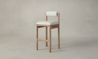 The Thayer Bar & Counter Stool - Pebbled Leather Swan Seat Italian Bouclé White Bolster