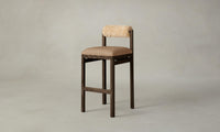 The Thayer Bar & Counter Stool - Tuscan Leather Camel Seat Shearling Toffee Bolster