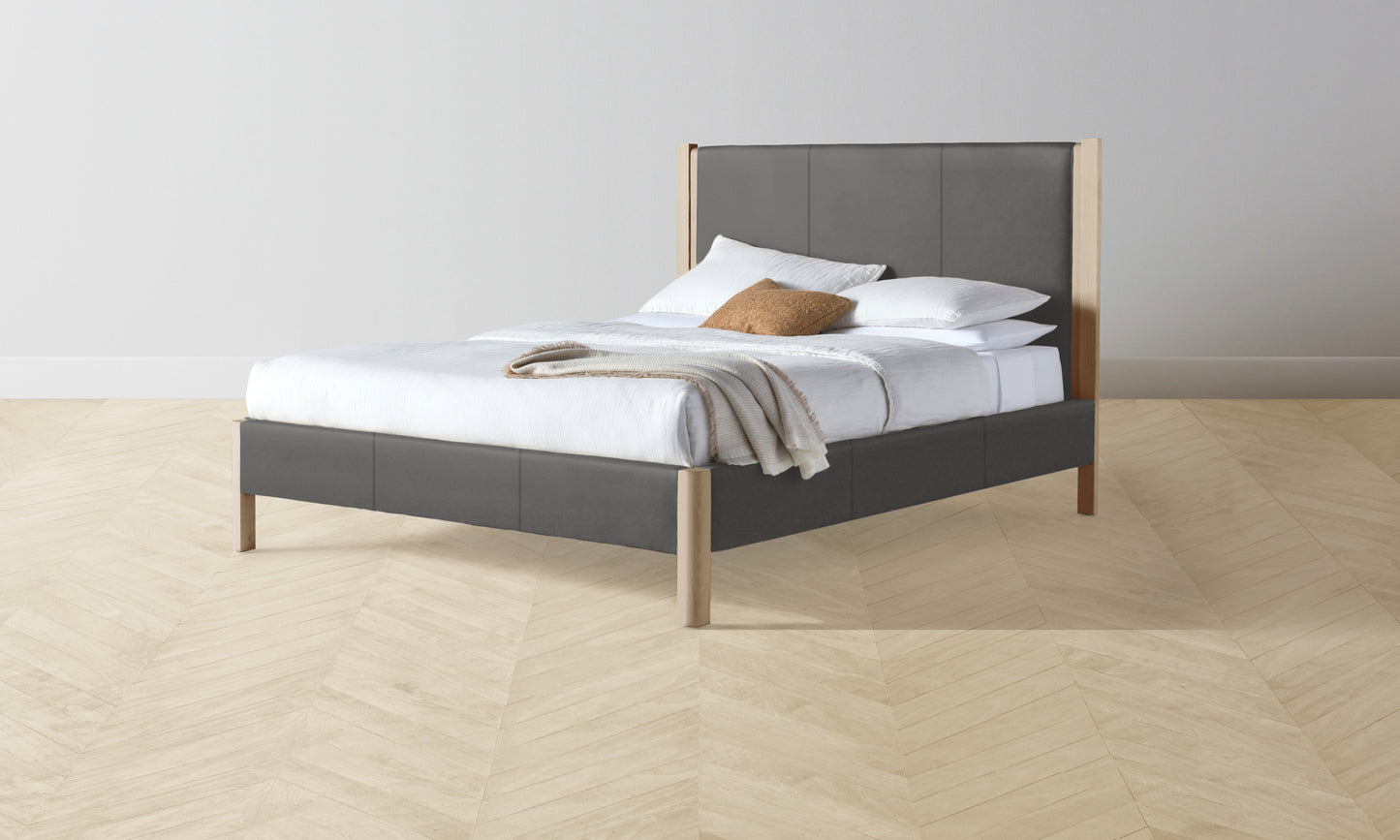 The Thompson Bed - Pebbled Leather Ash