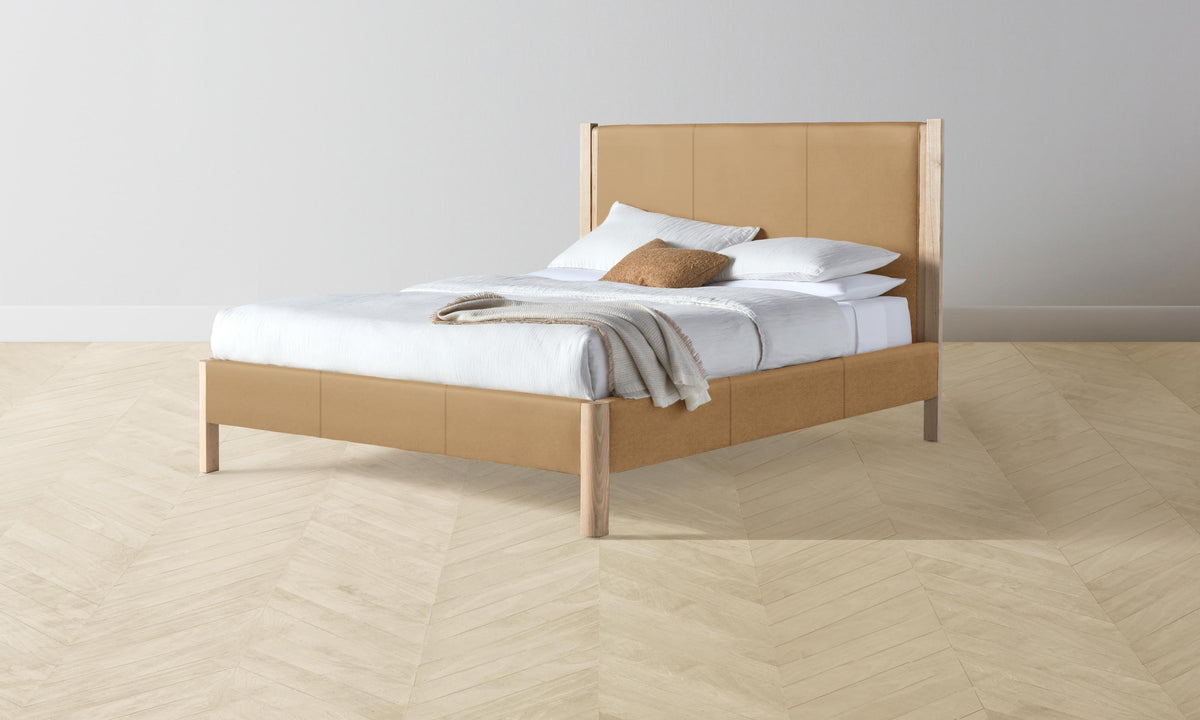The Thompson Bed - Pebbled Leather Latte