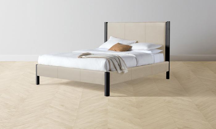 The Thompson Bed - Pebbled Leather Stone