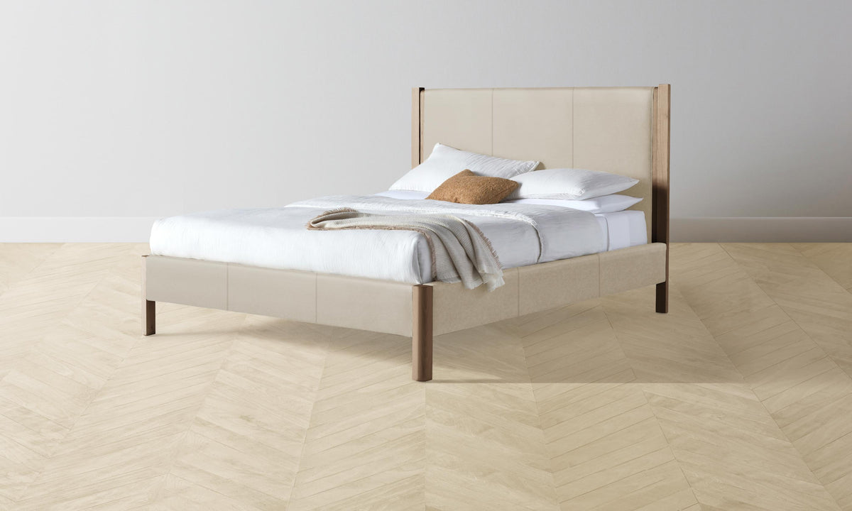 The Thompson Bed - Pebbled Leather Stone