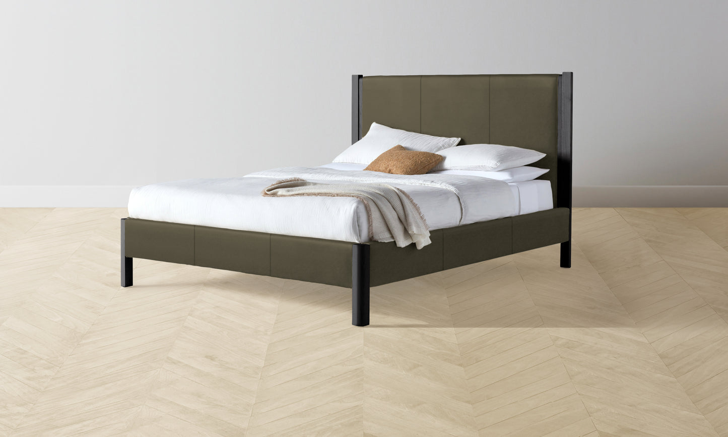 The Thompson Bed - Pebbled Leather Truffle