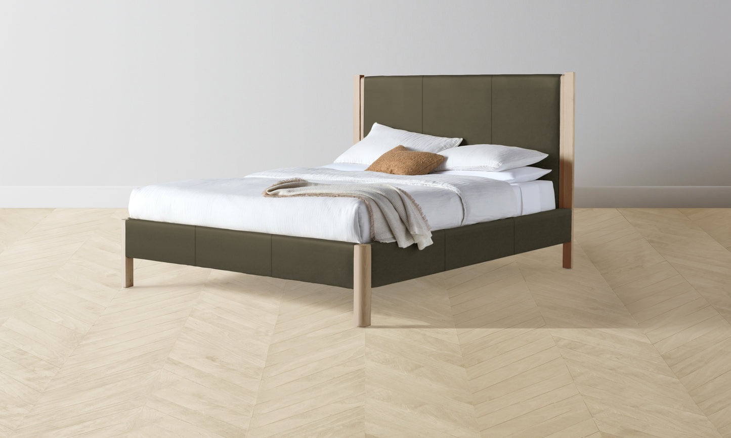 The Thompson Bed - Pebbled Leather Truffle