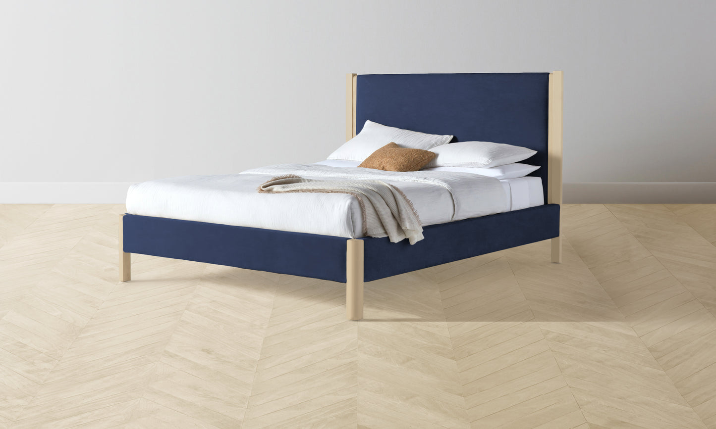 The Thompson Bed Muslin on Reverse - Performance Velvet Midnight