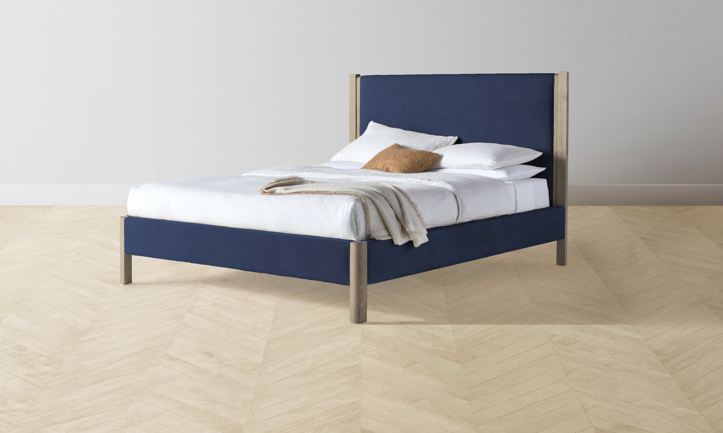 The Thompson Bed Muslin on Reverse - Performance Velvet Midnight