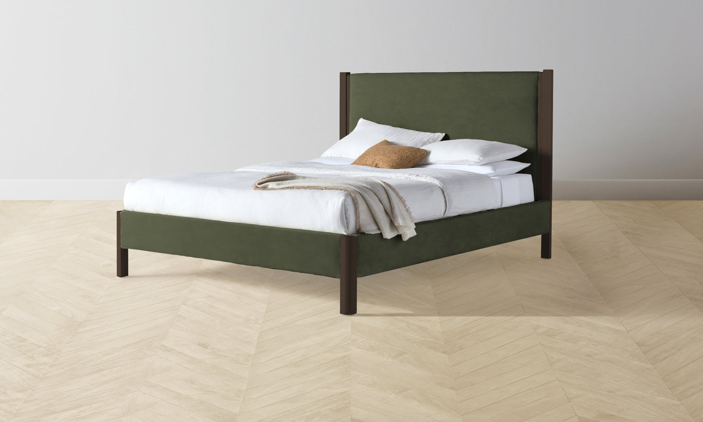 The Thompson Bed Muslin on Reverse - Performance Velvet Olive