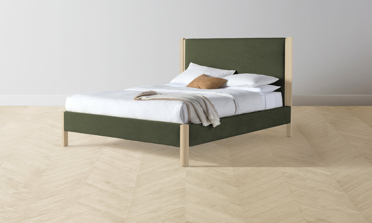 The Thompson Bed Muslin on Reverse - Performance Velvet Olive