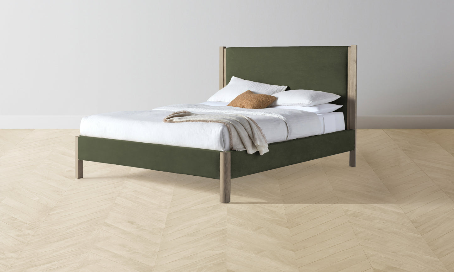 The Thompson Bed Muslin on Reverse - Performance Velvet Olive