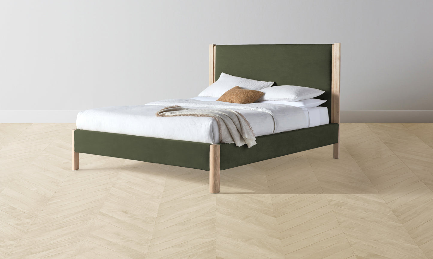 The Thompson Bed Muslin on Reverse - Performance Velvet Olive