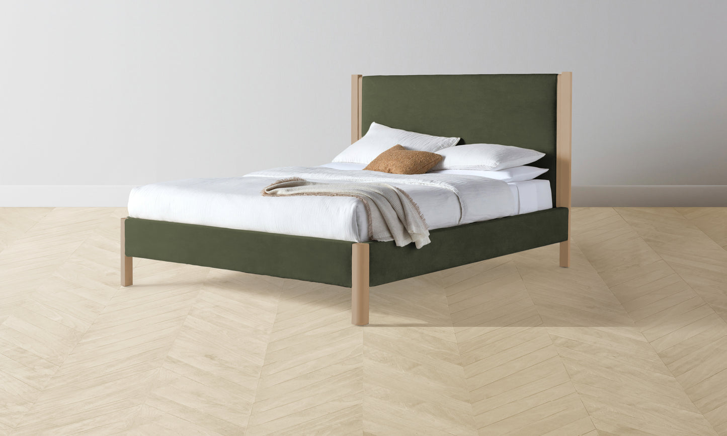 The Thompson Bed Muslin on Reverse - Performance Velvet Olive