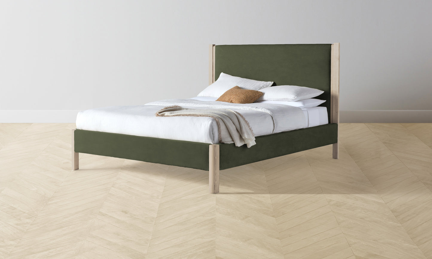 The Thompson Bed Muslin on Reverse - Performance Velvet Olive