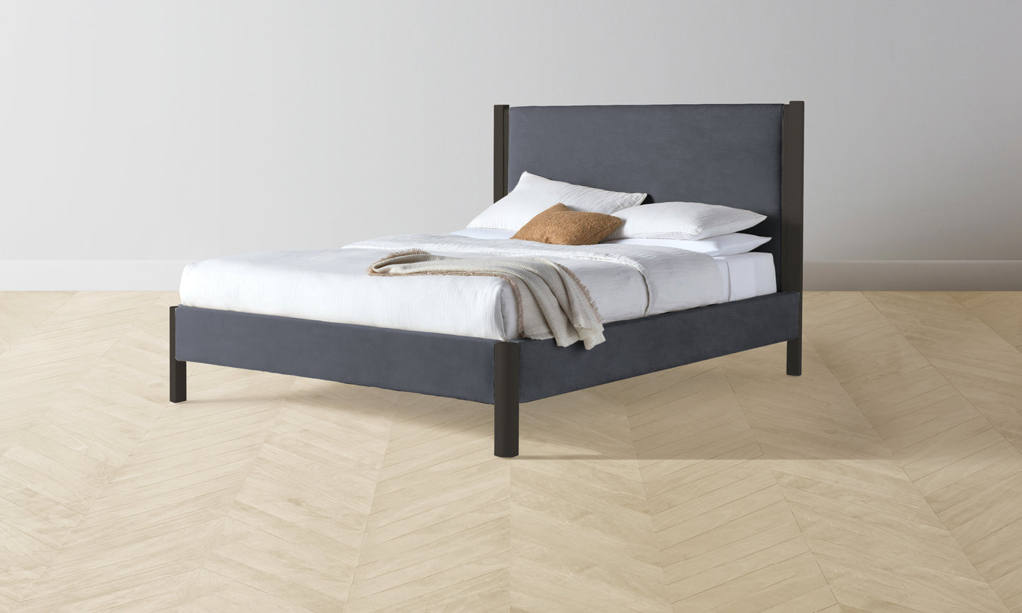 The Thompson Bed Muslin on Reverse - Performance Velvet Slate