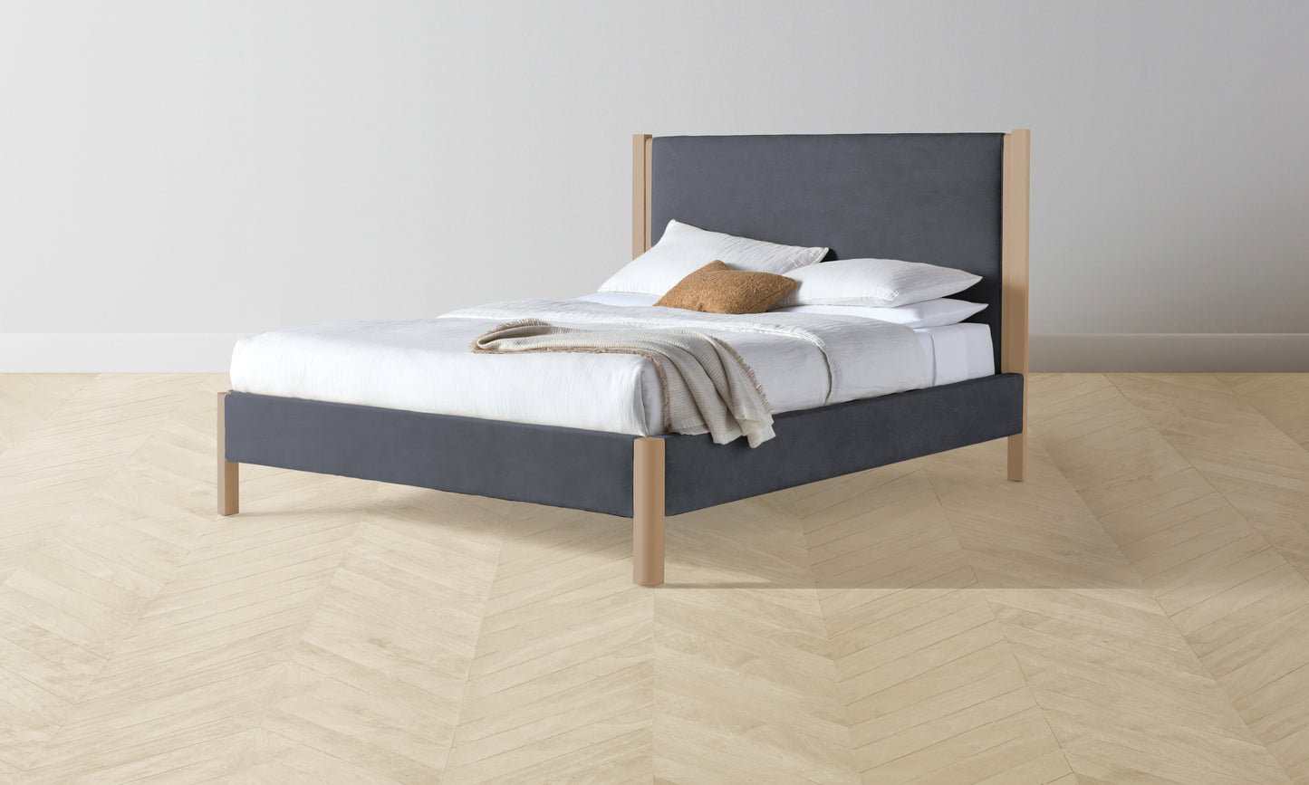 The Thompson Bed Muslin on Reverse - Performance Velvet Slate