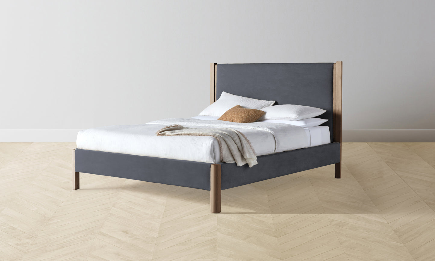 The Thompson Bed Muslin on Reverse - Performance Velvet Slate