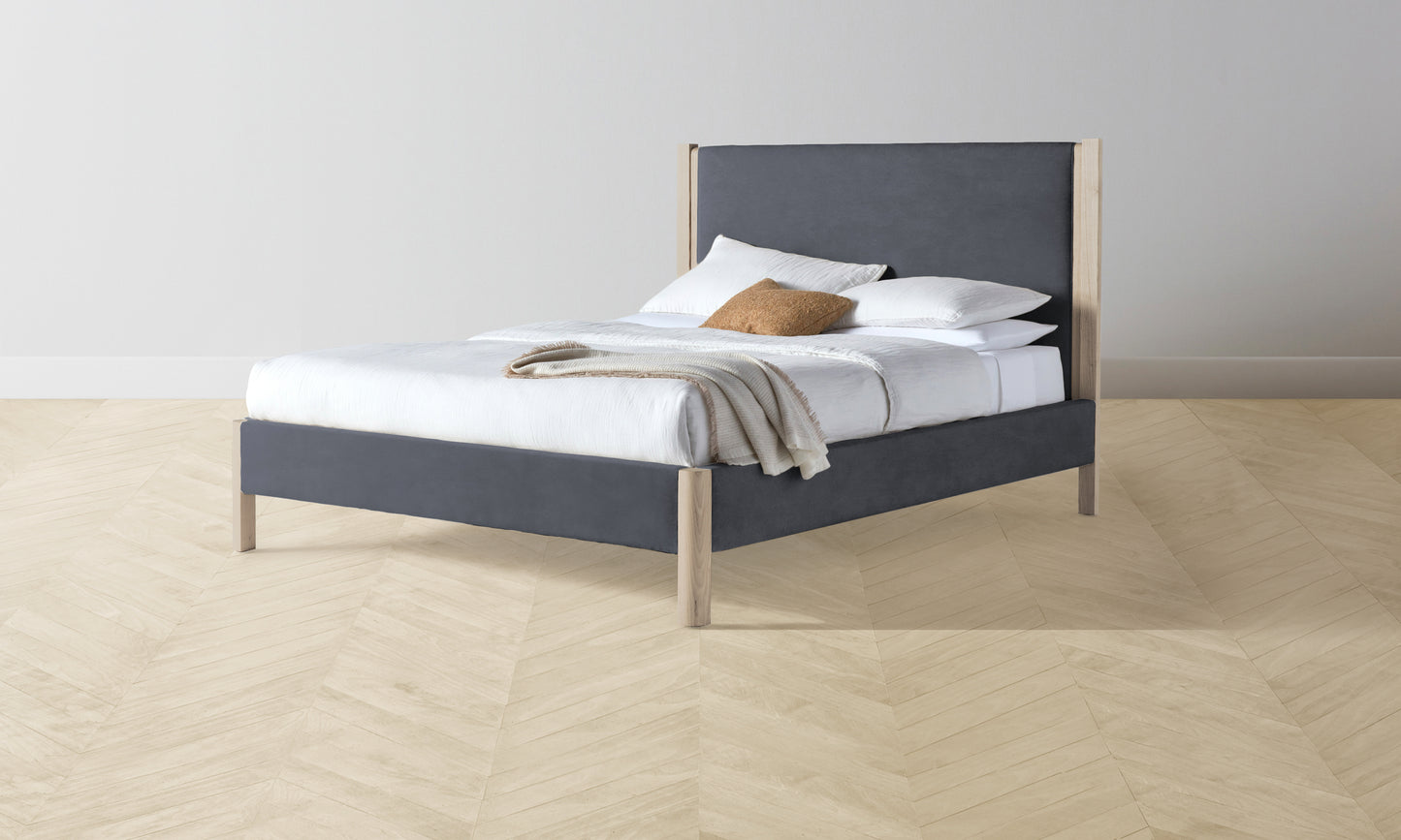 The Thompson Bed Muslin on Reverse - Performance Velvet Slate