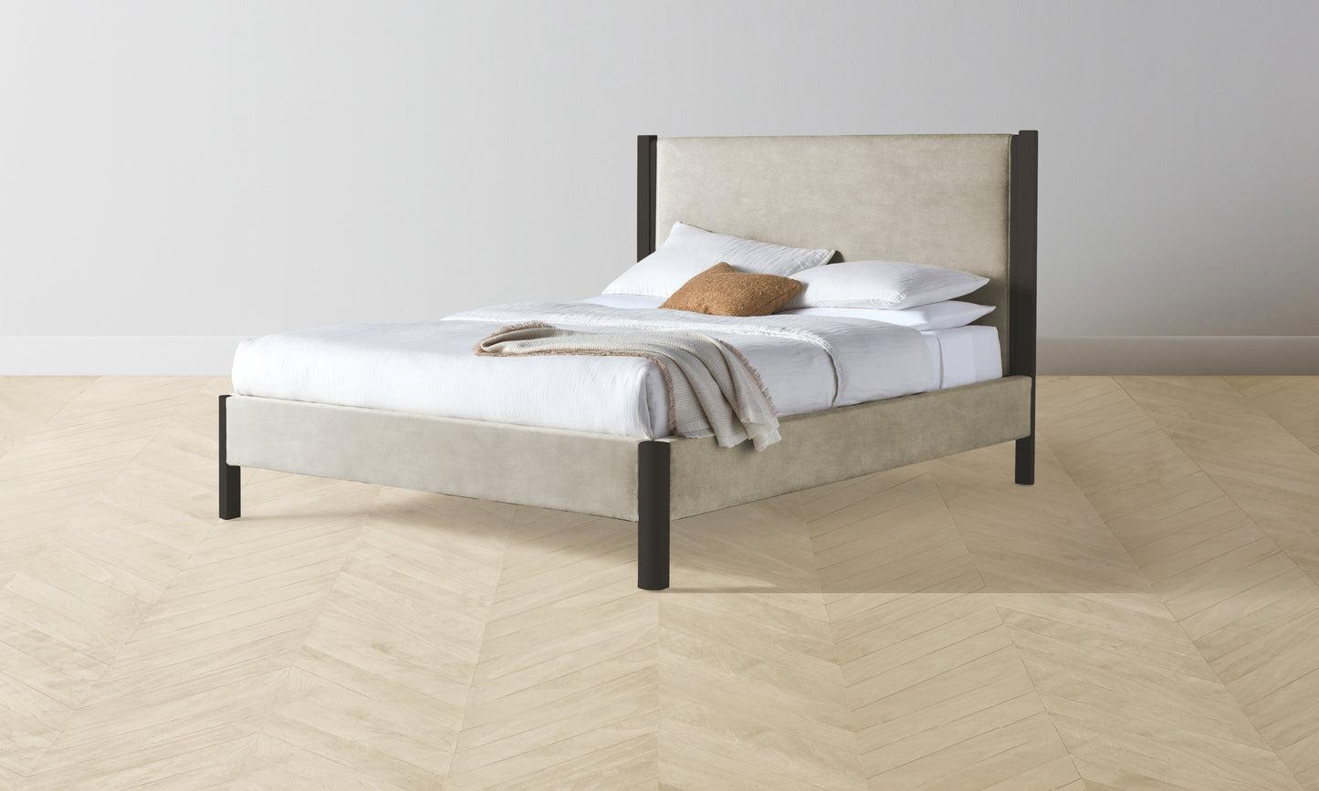 The Thompson Bed Muslin on Reverse - Performance Velvet Taupe