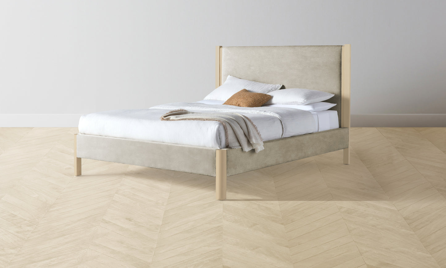 The Thompson Bed Muslin on Reverse - Performance Velvet Taupe