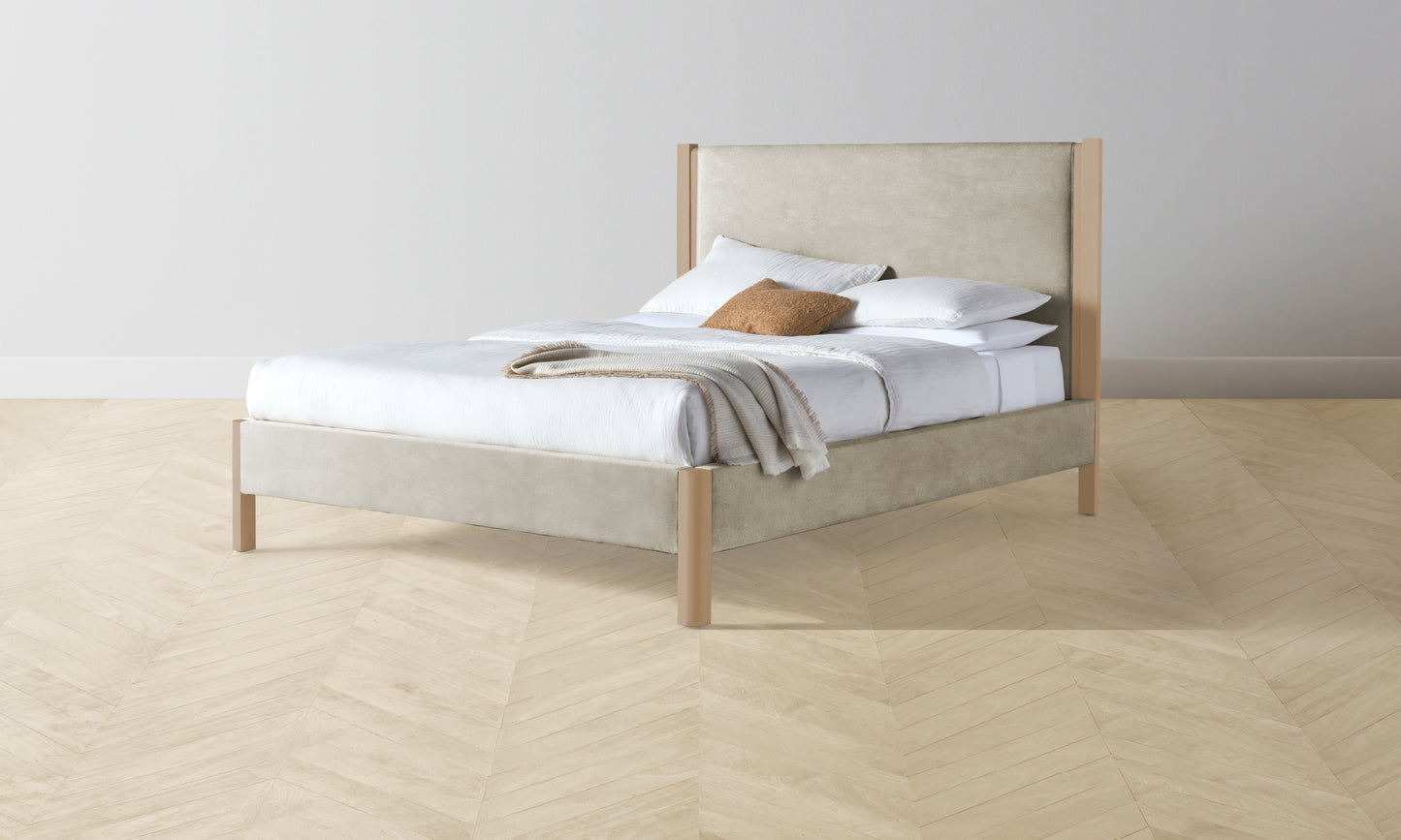 The Thompson Bed Muslin on Reverse - Performance Velvet Taupe