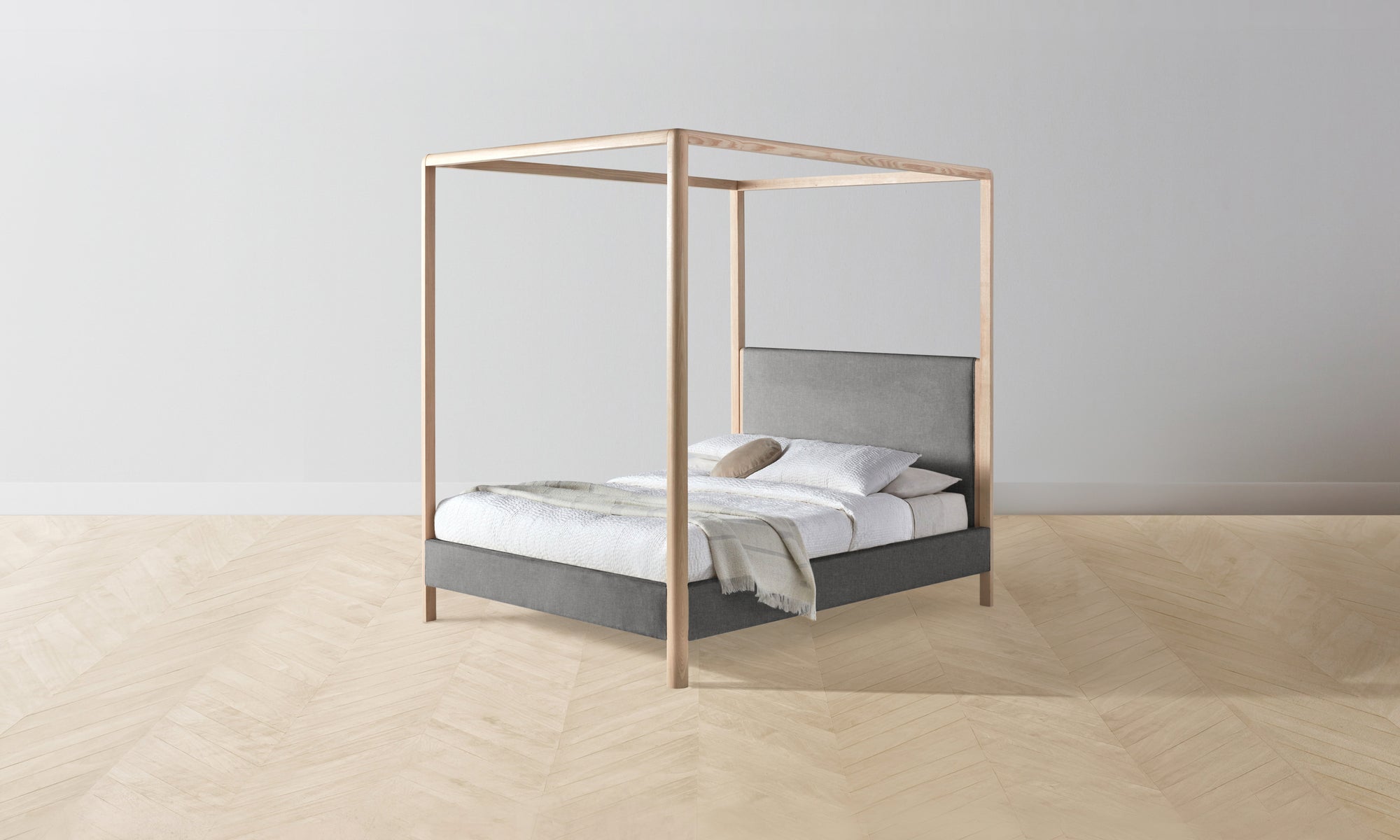 The Thompson Canopy Bed Muslin on Reverse - Merino Granite