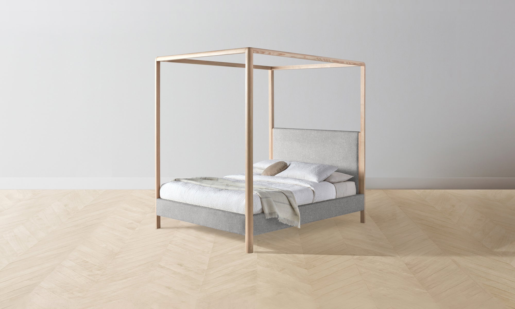 The Thompson Canopy Bed Muslin on Reverse - Merino Heather Grey