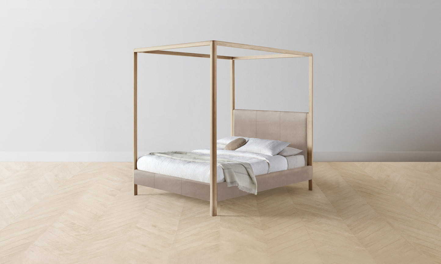 The Thompson Canopy Bed - Nubuck Leather Fawn