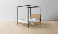 The Thompson Canopy Bed - Pebbled Leather Latte