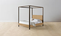 The Thompson Canopy Bed - Pebbled Leather Latte