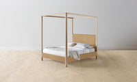 The Thompson Canopy Bed - Pebbled Leather Latte