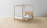 The Thompson Canopy Bed - Pebbled Leather Latte