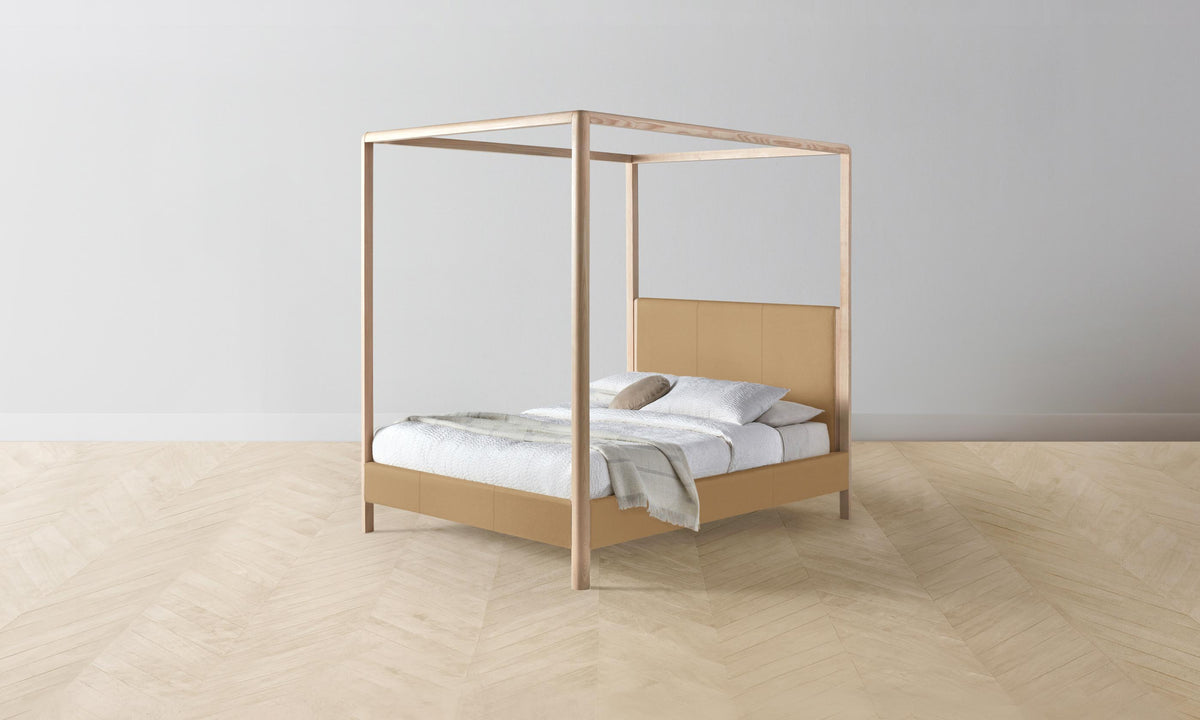 The Thompson Canopy Bed - Pebbled Leather Latte